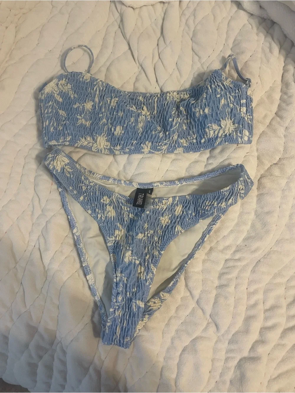 triangl swimwear Light Blue Tie-Dye Ribbed Bikini Set